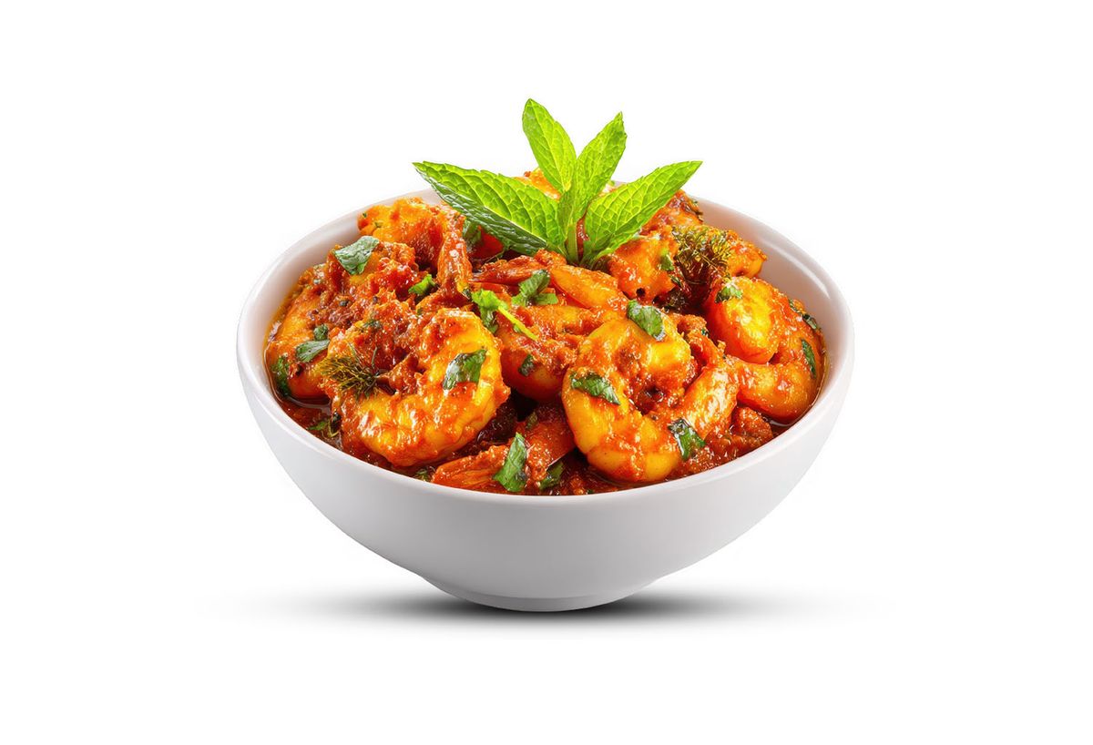 Delicious shrimp curry dish in a bowl
